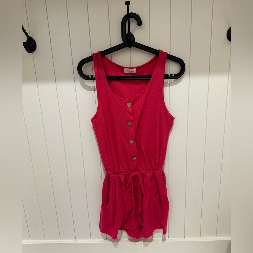 Pink Lily Waffle Romper